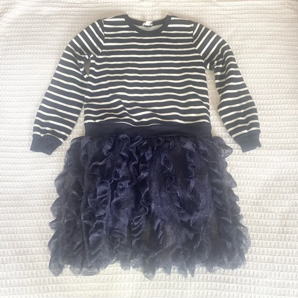 J. Crew girls tulle mixy dress in stripe navy size 12